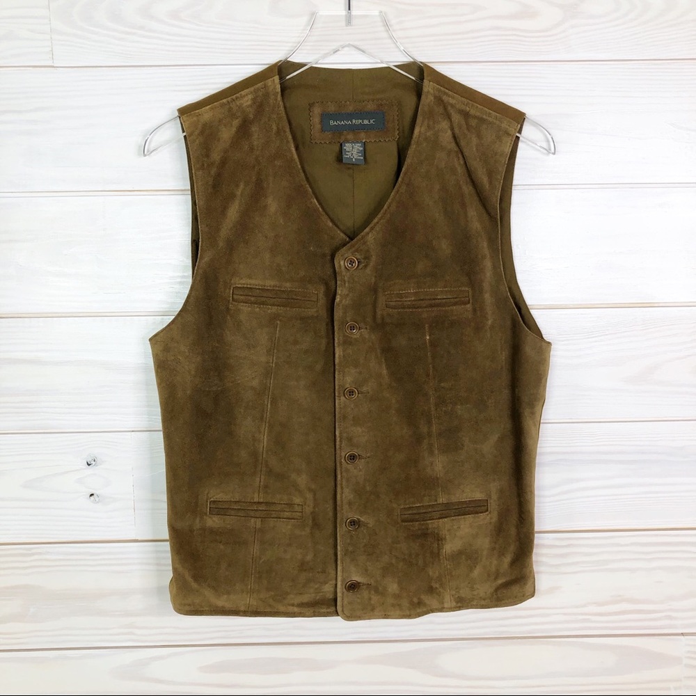 Banana Republic Men Leather Vest Suit Jacket
